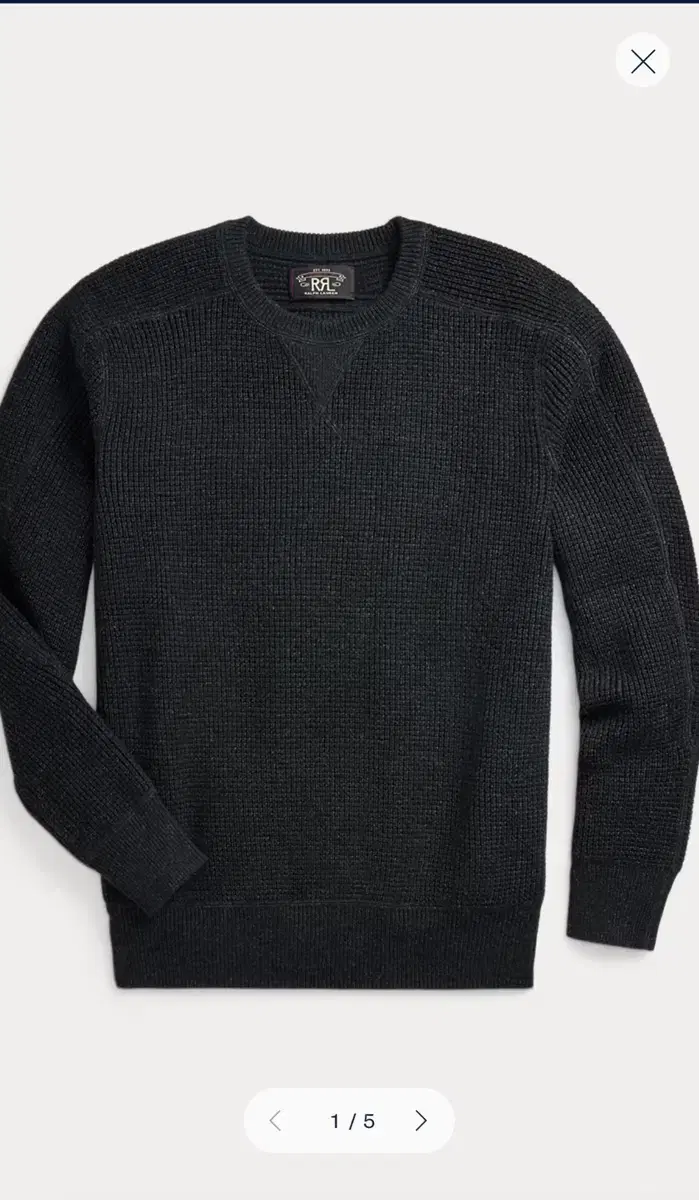 Double L/Waffle Knit Cotton Wool Sweater Black Heather/XL