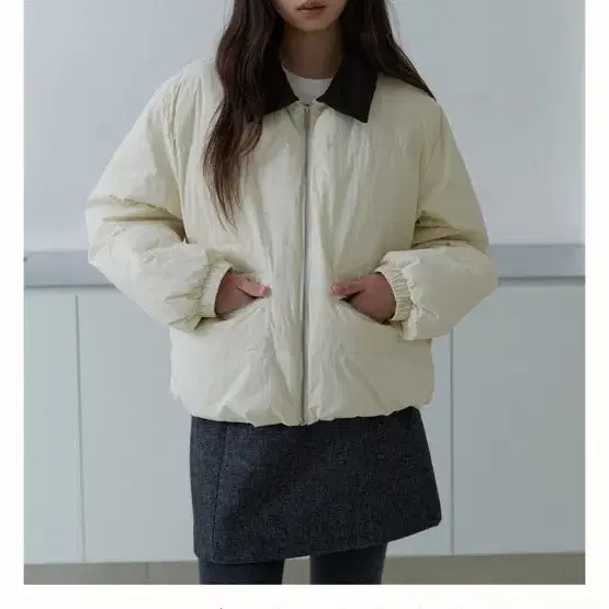 유라고 패딩 Corduroy collar duck down jacket