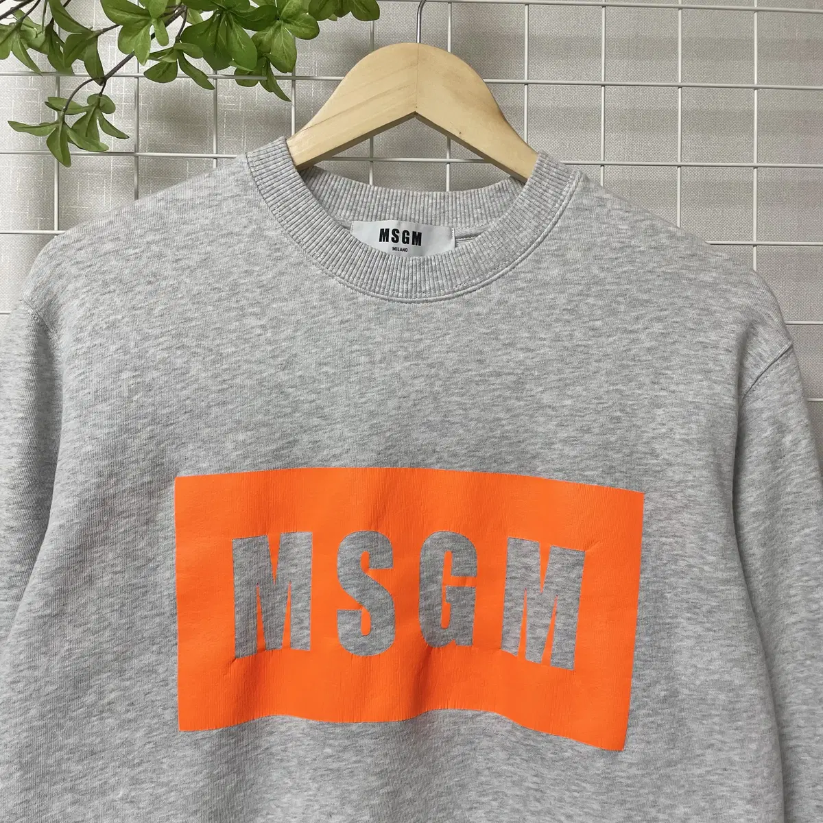 MSGM 네온 맨투맨 스웻셔츠 라이트그레이 WK-0126