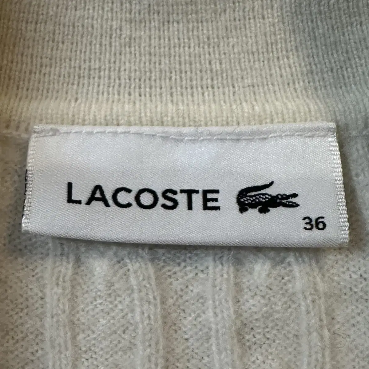 [여성 36] 23FW 라코스테 LACOSTE 케이블 오픈카라 니트 크림