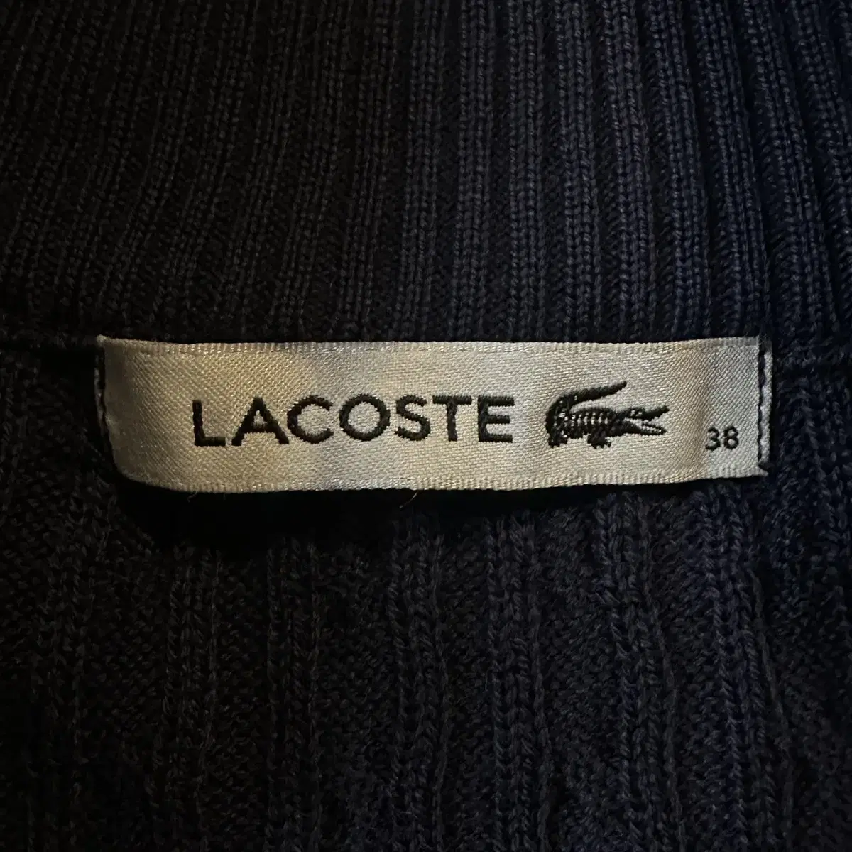 [여성 38] 라코스테 LACOSTE 꽈배기 니트 집업 네이비