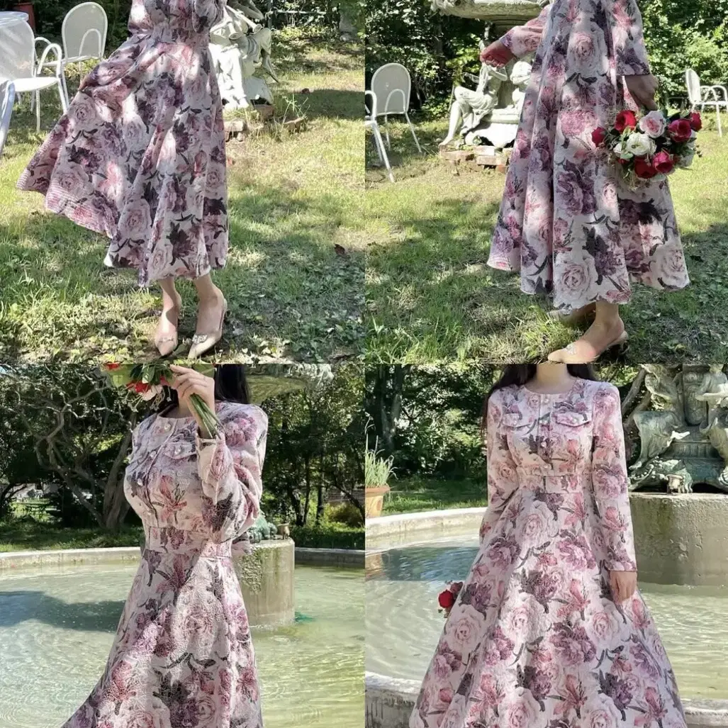 유앤진 Unjin 폴인로즈 로즈가든 드레스 원피스 dress ops