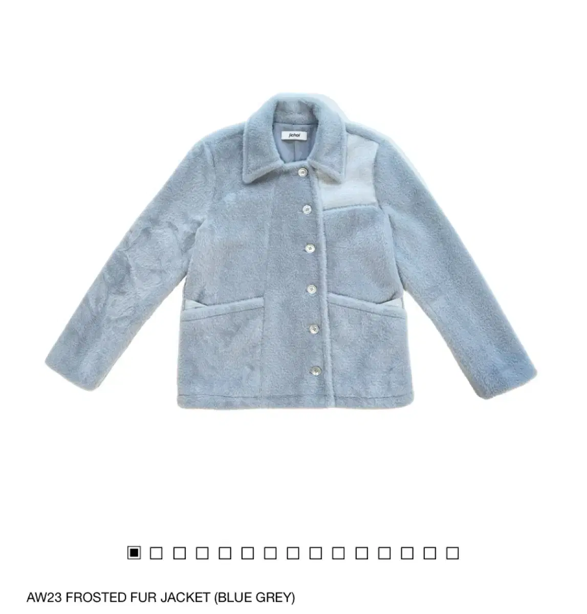 지초이 AW23 FROSTED FUR JACKET (BLUE GREY)