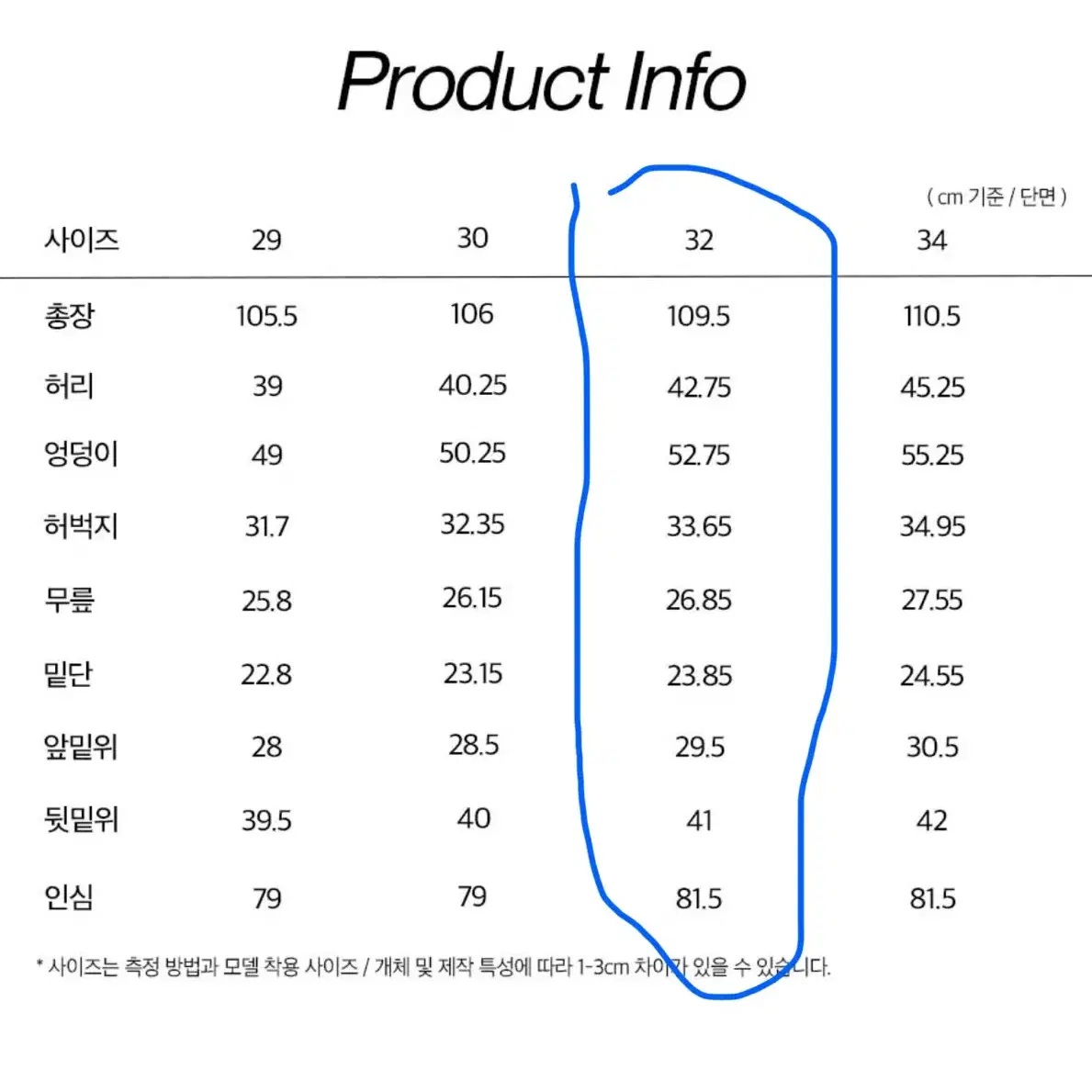 [새제품 32] PLAC 미드 블루 데님 팬츠