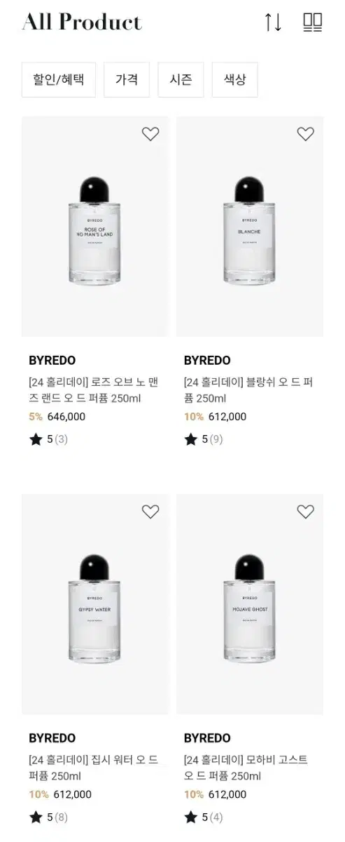 바이레도 블랑쉬250ml +12ml(미개봉 새제품)무료배송