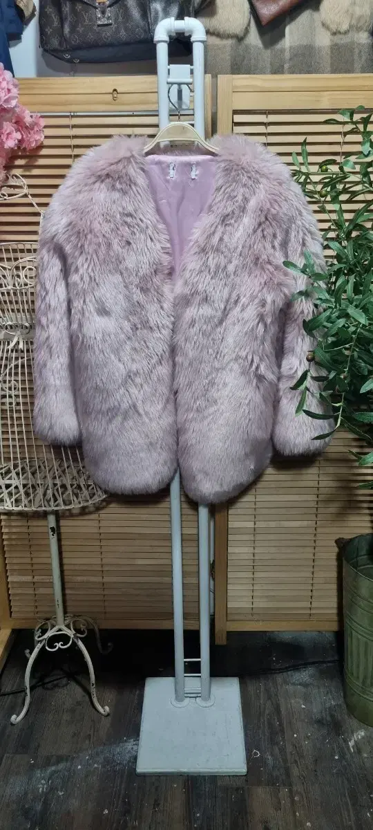 파스텔핑크 fur 코트 오픈형