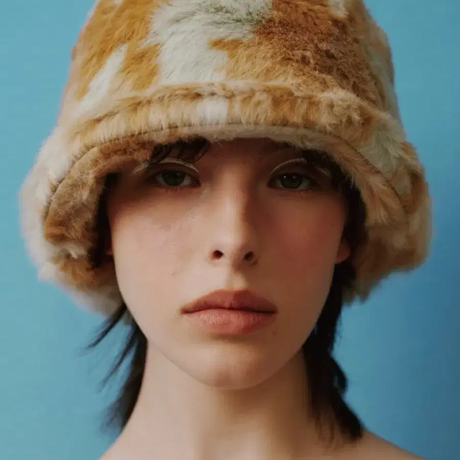 (새상품)PORTRAIT Fur meatel hat in aqua mix