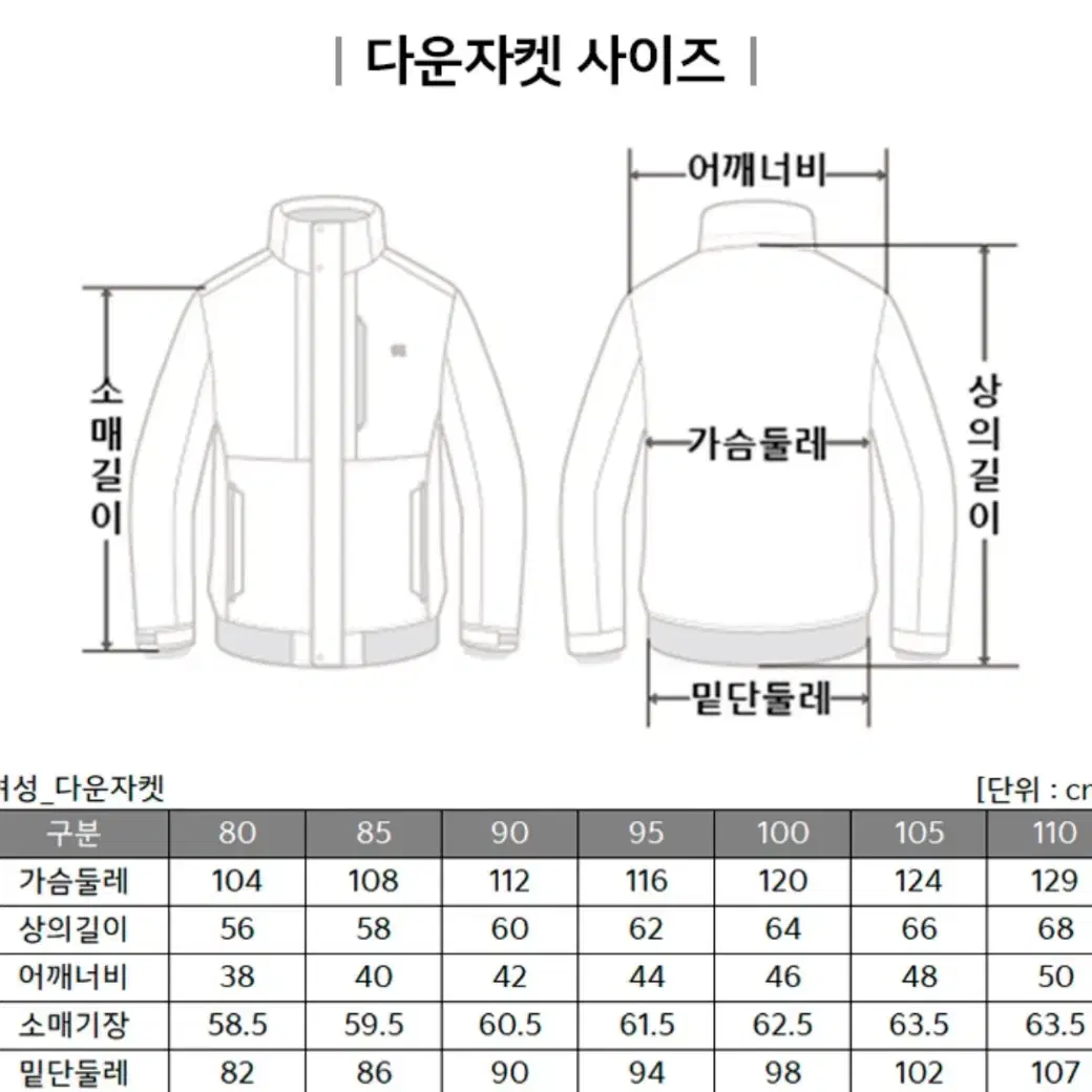 새상품)코오롱스포츠 여성 다운자켓 100사이즈