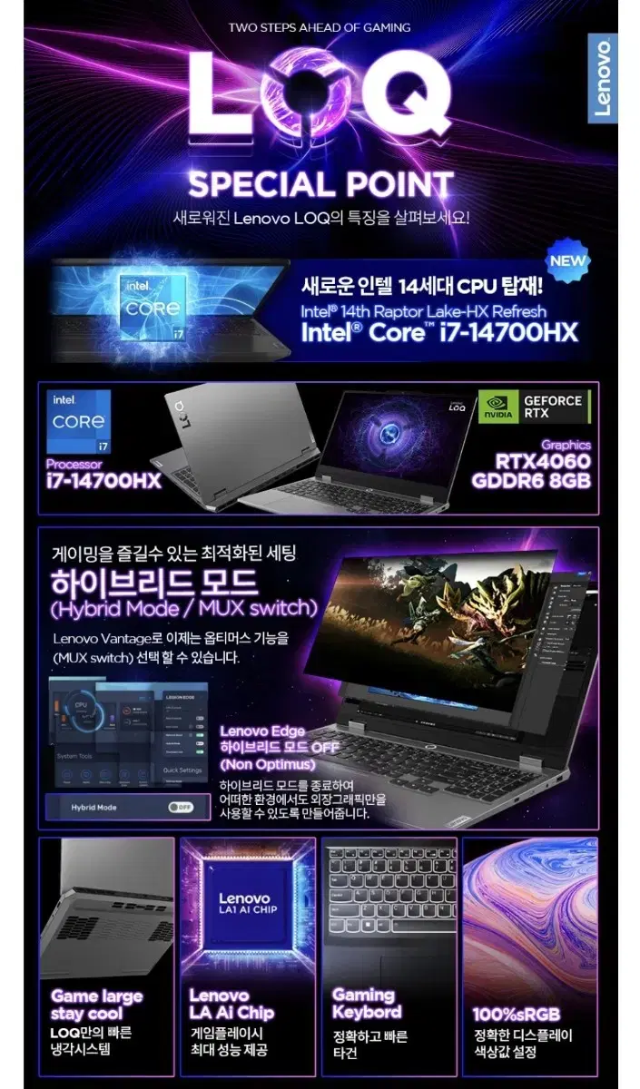 레노버 게이밍노트북 2024 LOQ  i7 4060 32GB 1TB