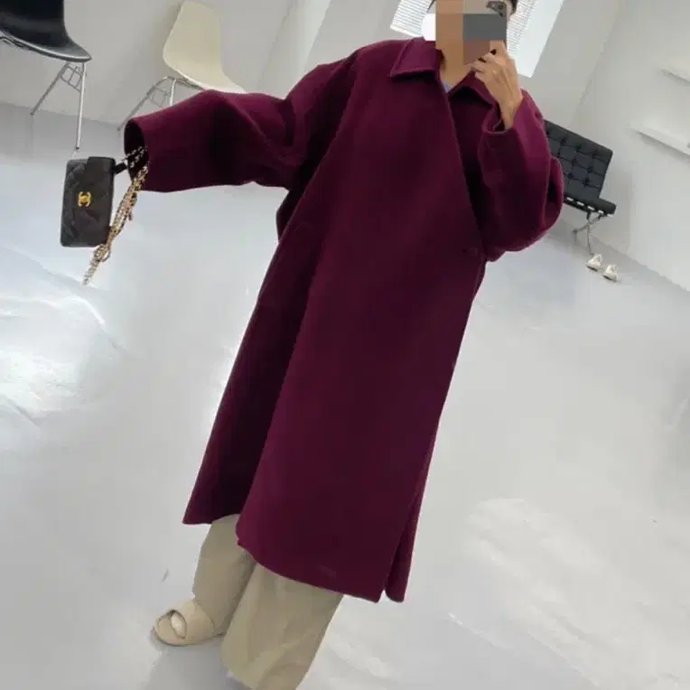 발렌시아가/BALENCIAGA/카멜헤어 오버핏 퍼플코트 Wrap coat