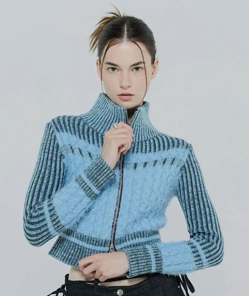 (택포) 라티젠 L6 COLORBLOCK KNIT ZIPUP(BLUE)