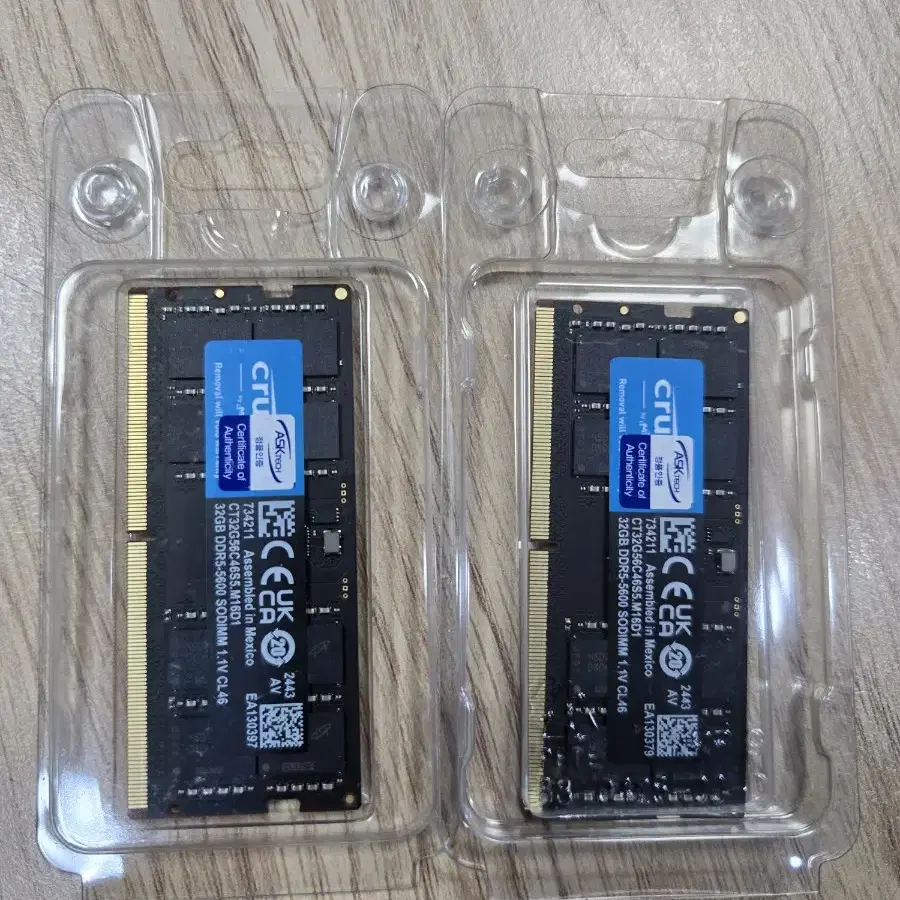 마이크론 Crucial 노트북 DDR5-5600 CL46 32gx2 총6