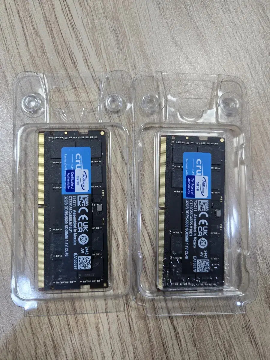 마이크론 Crucial 노트북 DDR5-5600 CL46 32gx2 총6