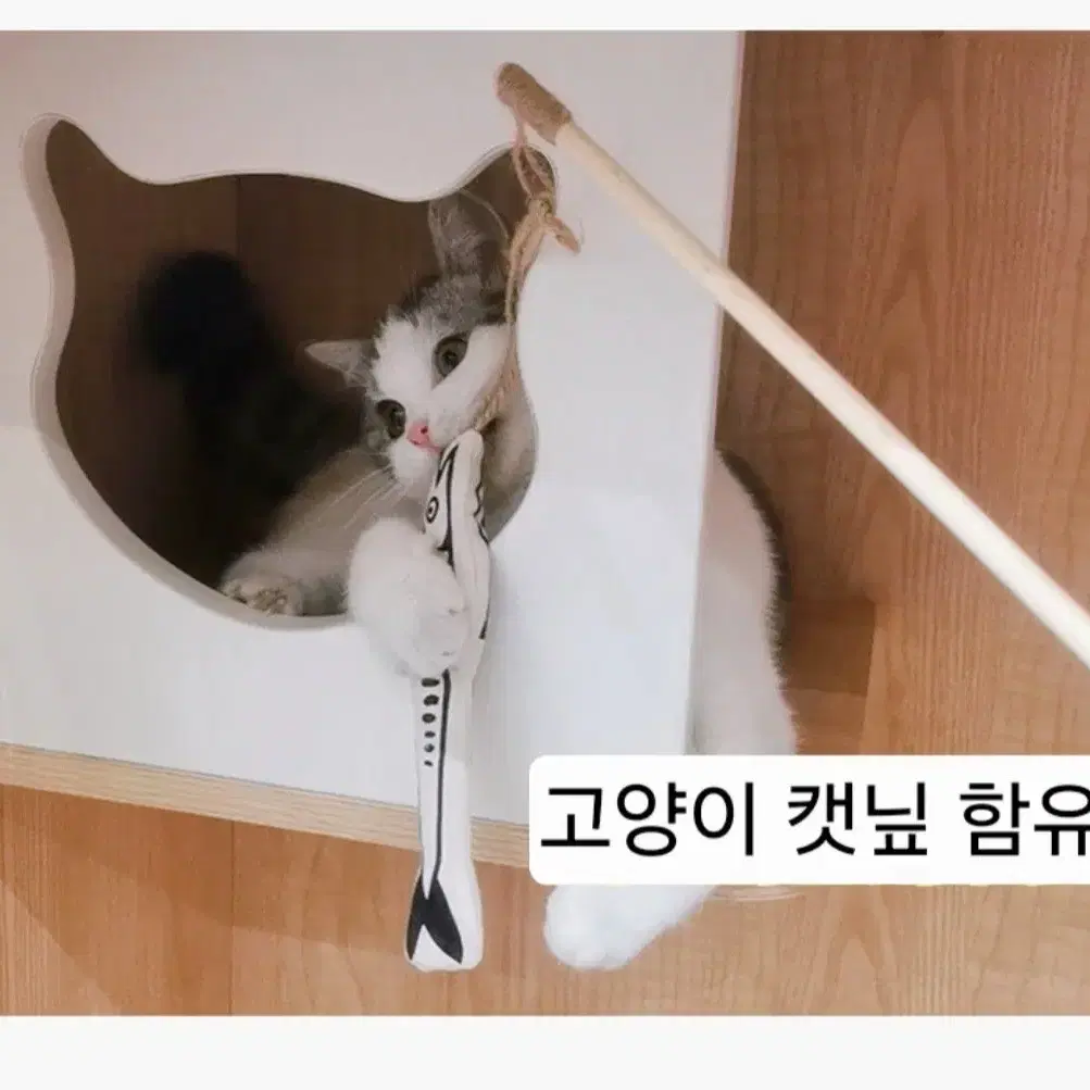 고양이 방울바스락캣닢 낚시대+리필(분리해서 안고뒷발 팡팡 잣난감 가능))