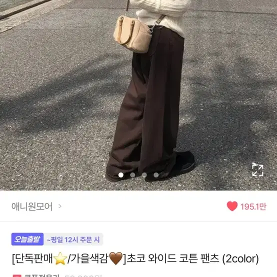 구해요ㅠ)애니원모어 초코 와이드 코튼 팬츠