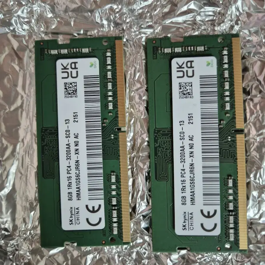 노트북용 DDR4 1Rx16 3200AA(25600) 램 2장 일괄