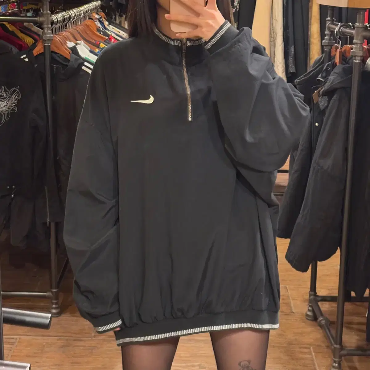 [HI] NIKE 나이키 하프 집업 스우시 웜업 블랙 XL