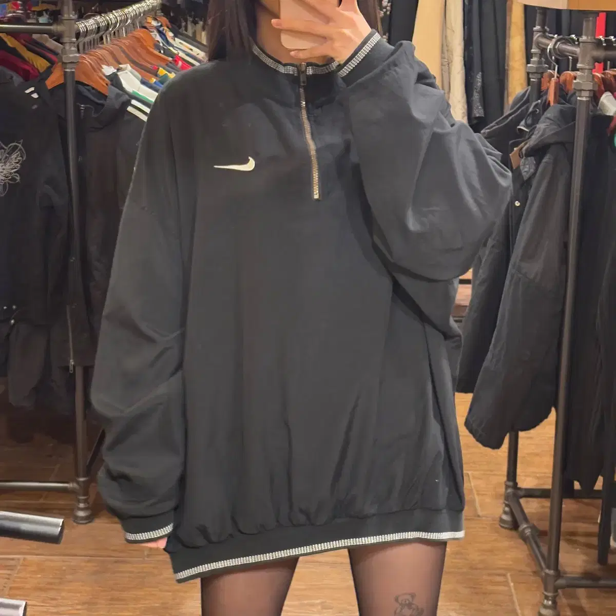 [HI] NIKE 나이키 하프 집업 스우시 웜업 블랙 XL