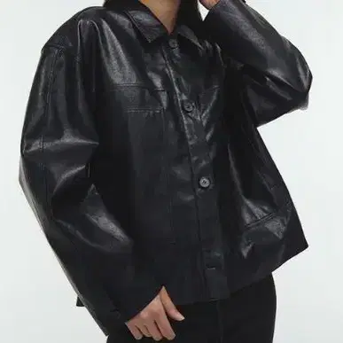 지비에이치어패럴 FAUX LEATHER JACKET BLACK 가죽자켓