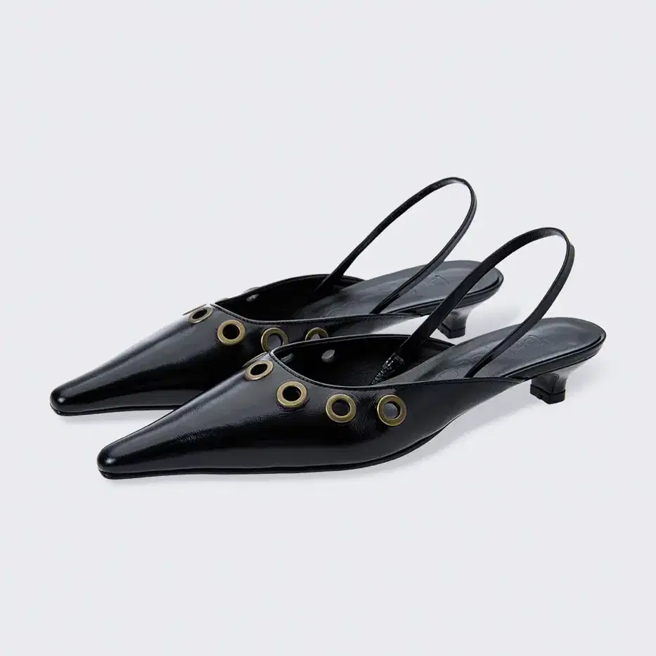 폴리수엠 슬링백 힐 블랙 POINTED EYELET SLINGBACK H