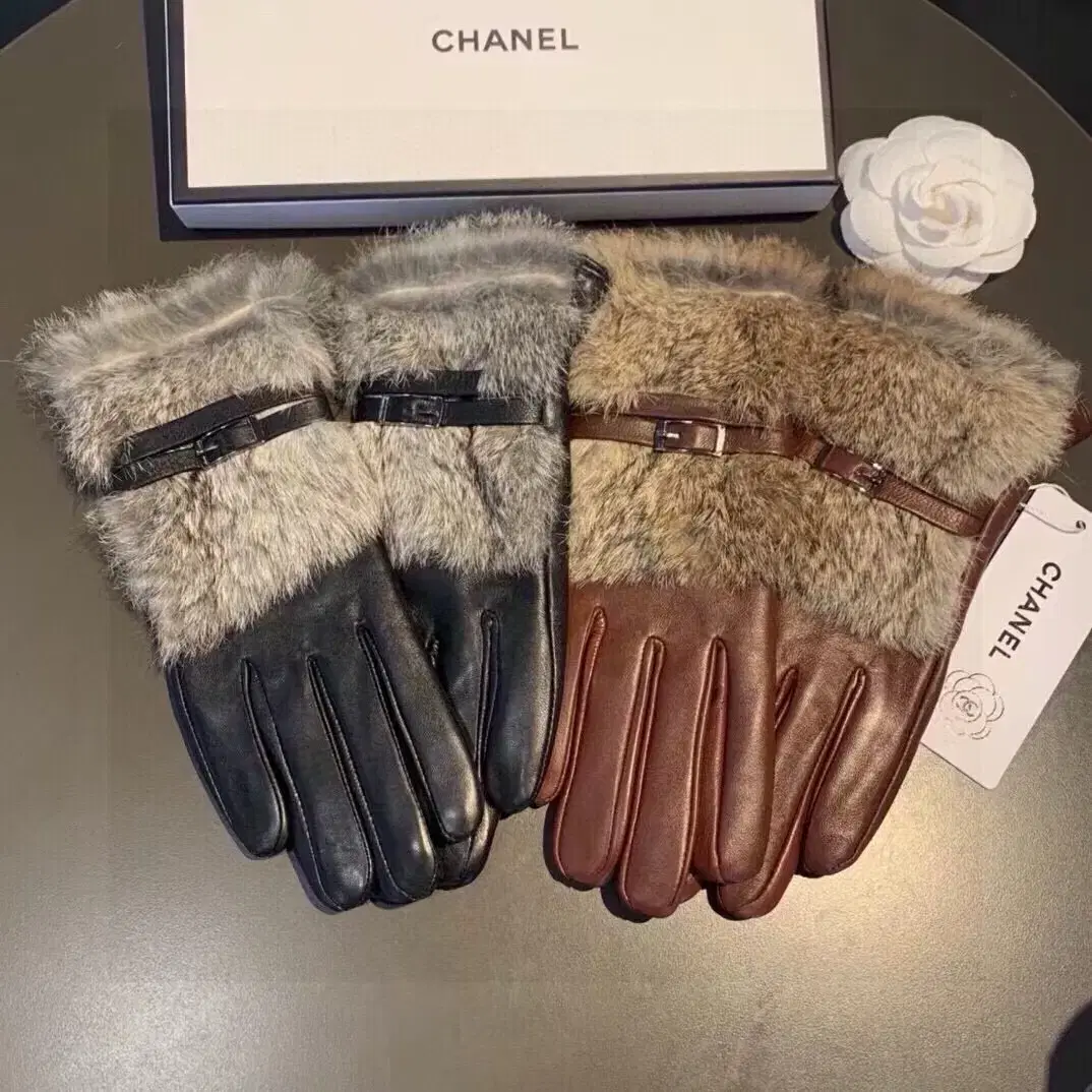 CHANEL 샤넬 토끼털 양가죽 보온 장갑