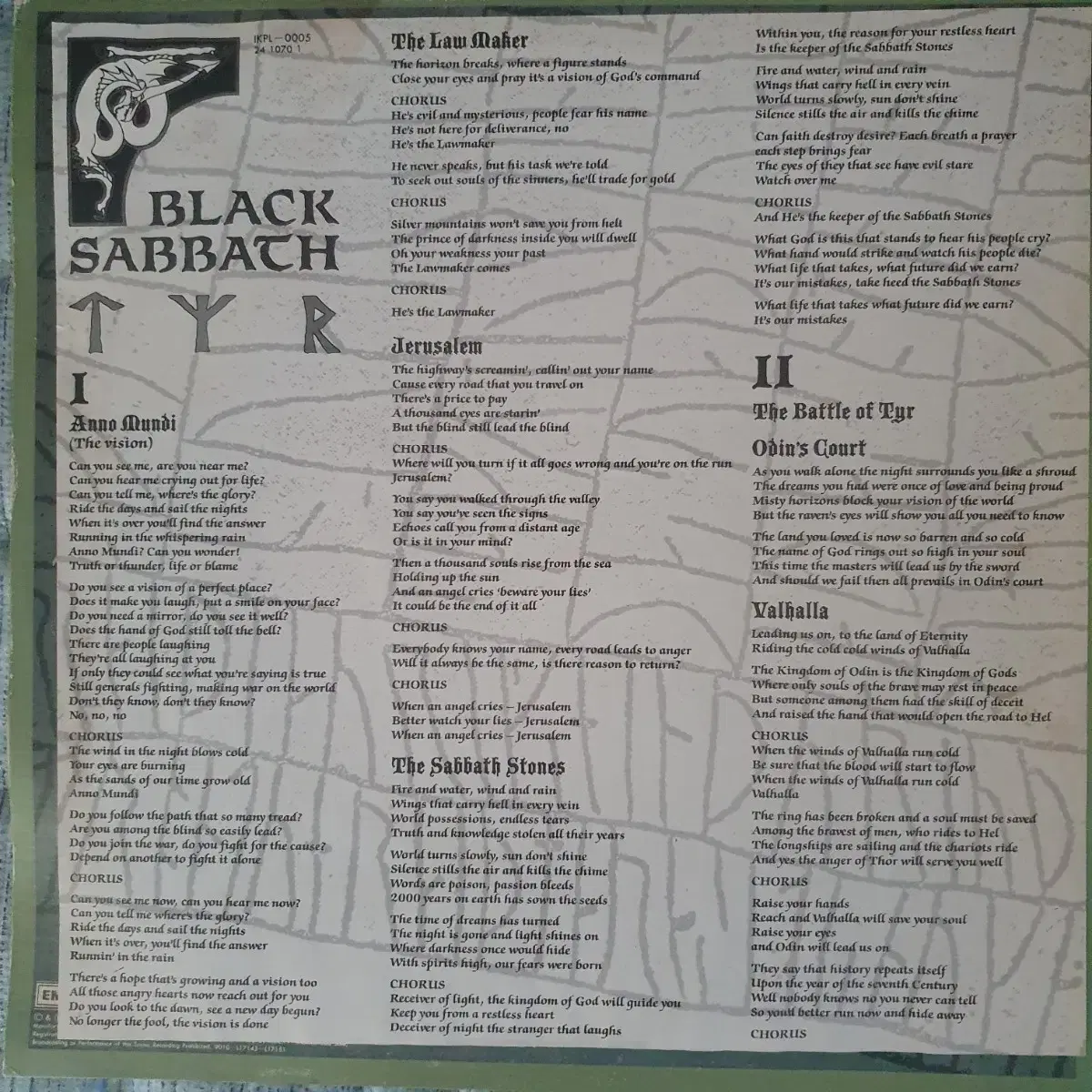 BLACK SABBATH-TYR LP