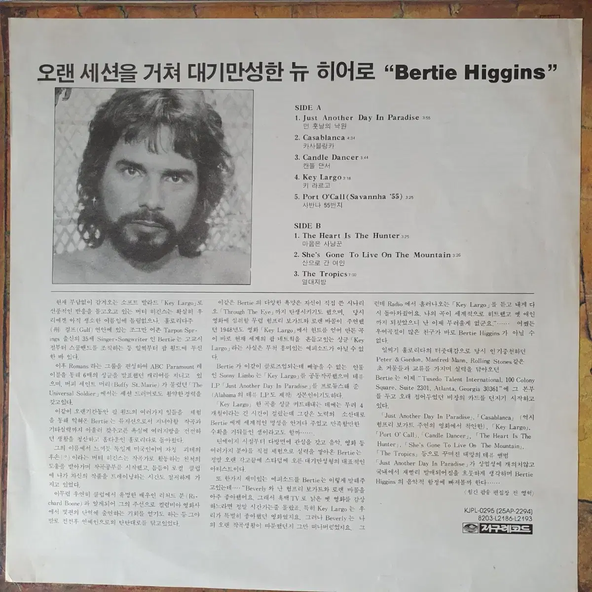 BERTIE HIGGINS-JUST ANOTHER DAY LP