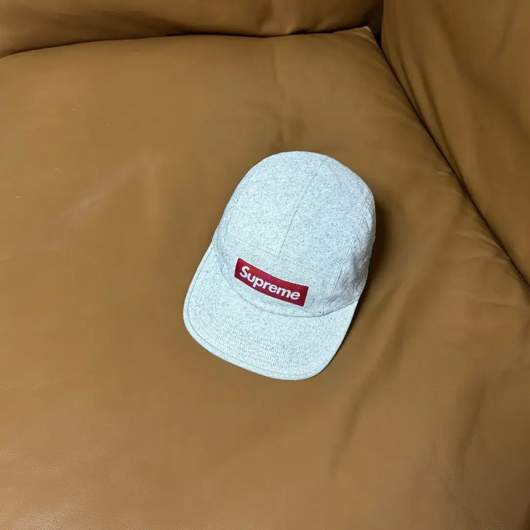 Supreme 슈프림 캠프캡 모자 Coated Denim Natural