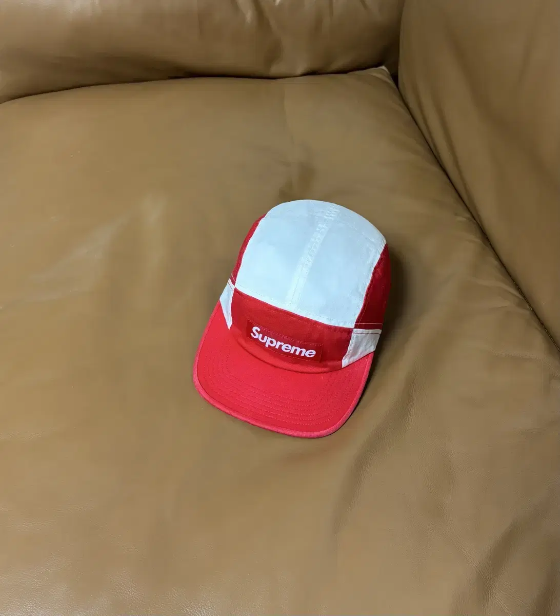 Supreme 슈프림 캠프캡 모자 (Washed Red/White)