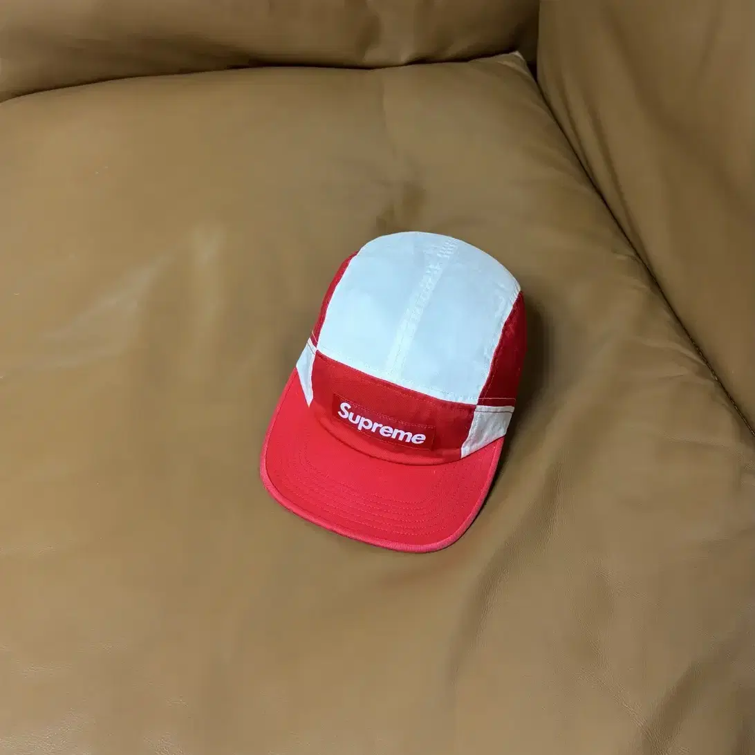 Supreme 슈프림 캠프캡 모자 (Washed Red/White)