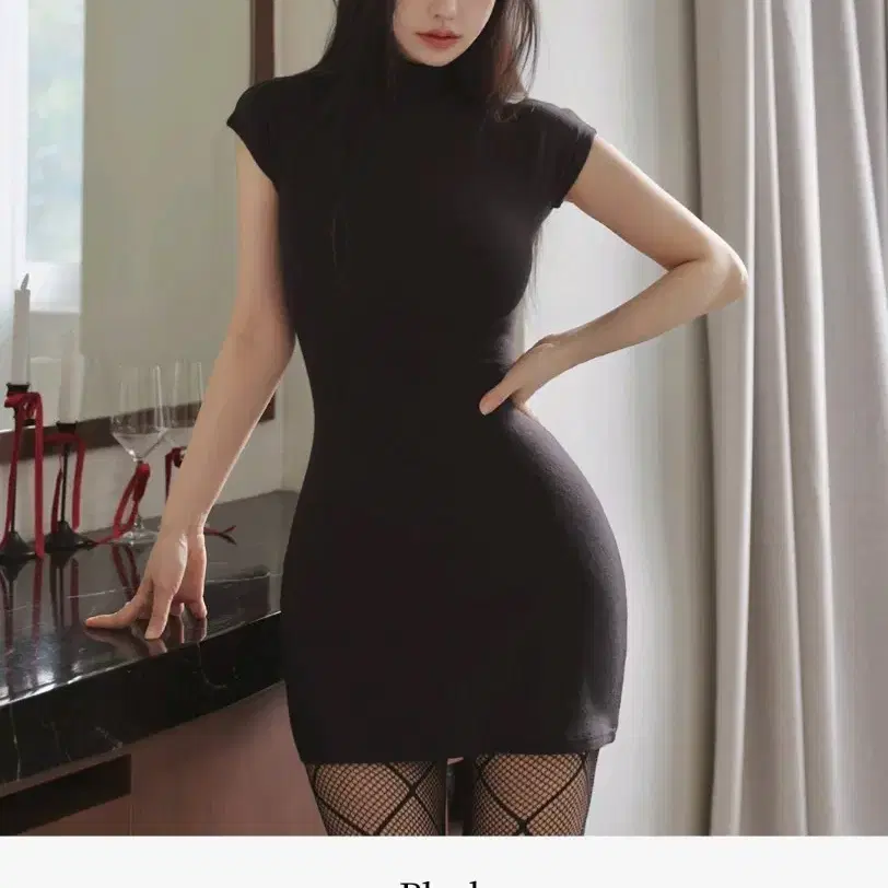 카인다미 앙고라 미니원피스 블랙