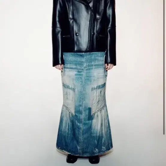 오픈와이와이 jean effect work skirt denim blue