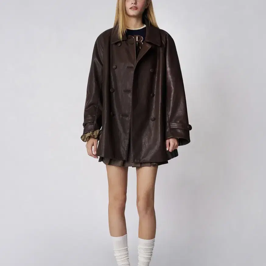 그로브 Grove 22F/W brown coat 가죽