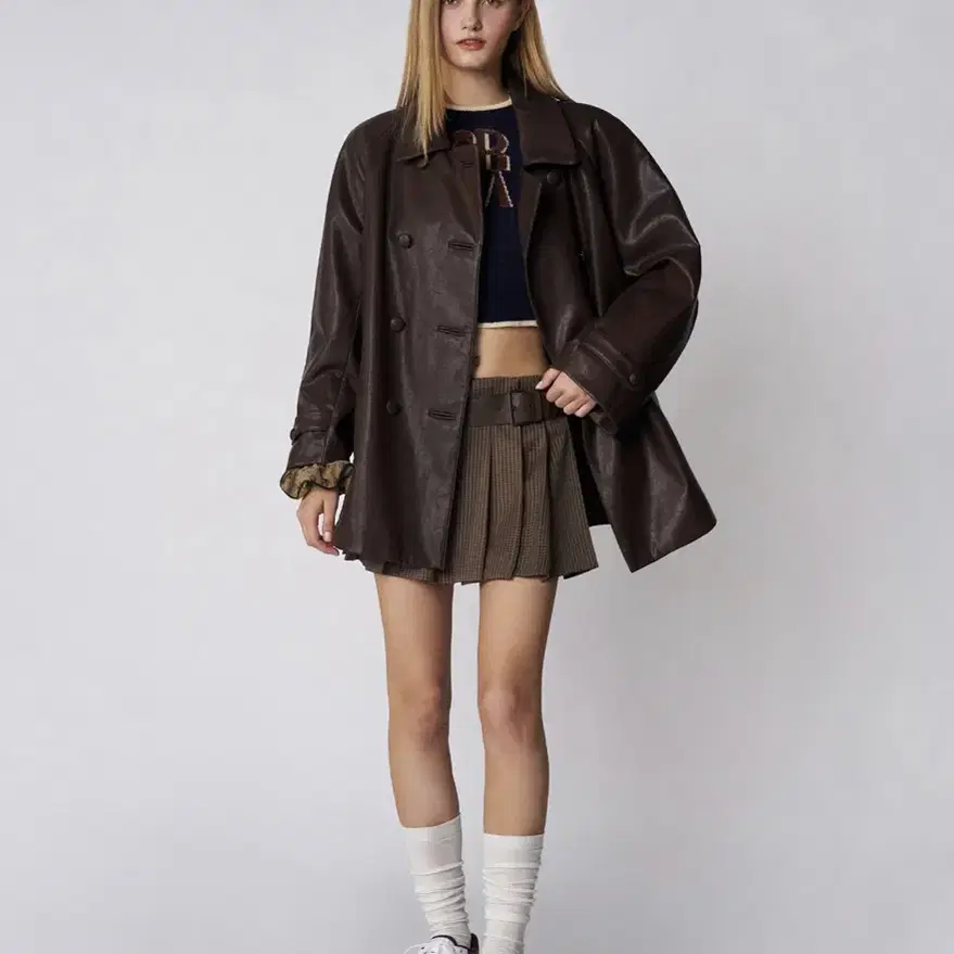 그로브 Grove 22F/W brown coat 가죽