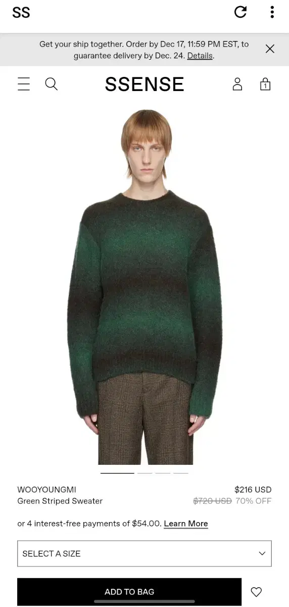 wooyoung mi alpaca gradient knit green 48 pyeong