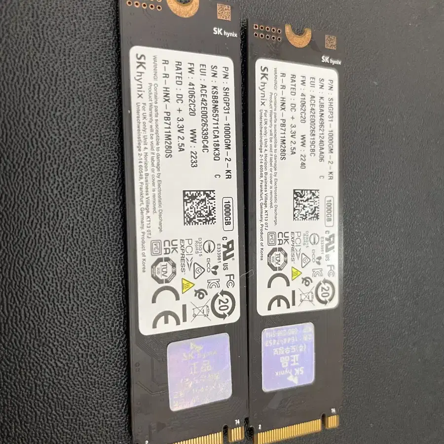 sk하이닉스 P31 골드 1tb nvme ssd 두개판매합니다.