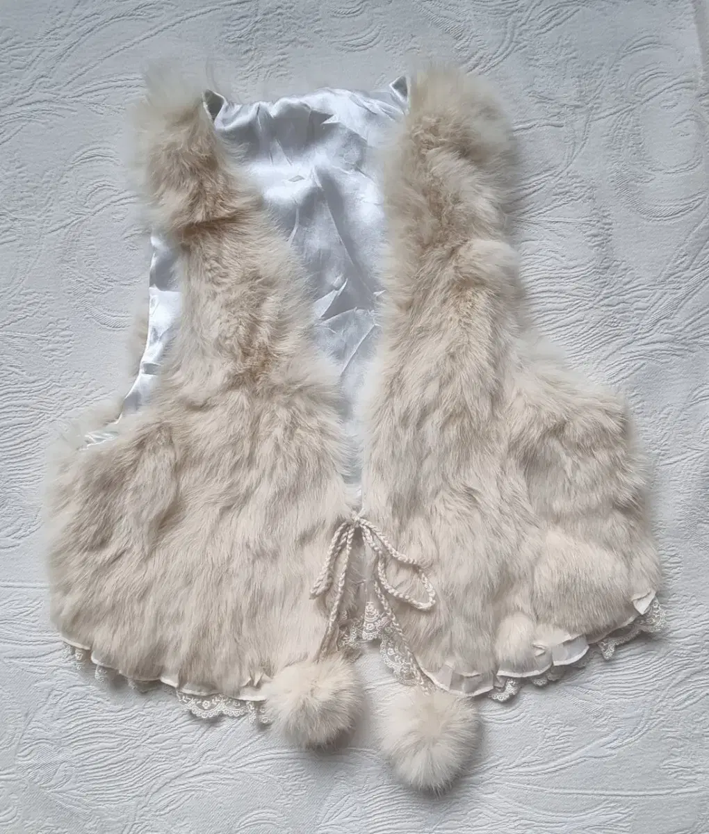 Vintage Mori Girl Moonlight Fur Lace Vest