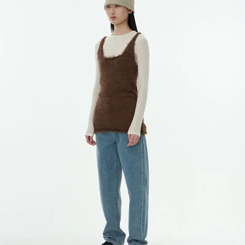 [당일배송] 아모멘토 shaggy knit dress brown