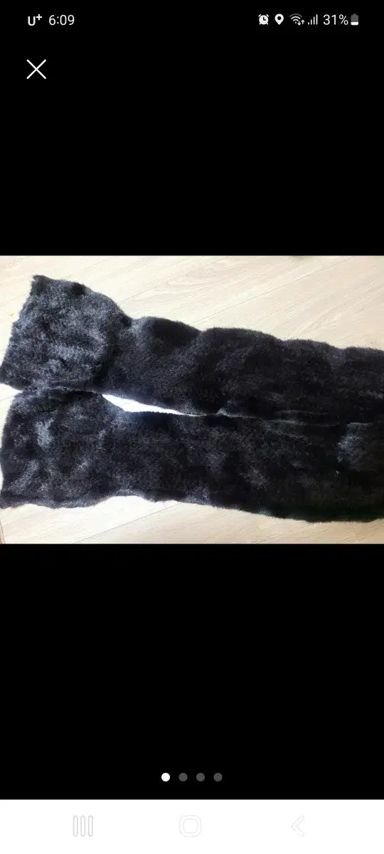 MooBae)Black Real Natural Mink Muffler Shawl