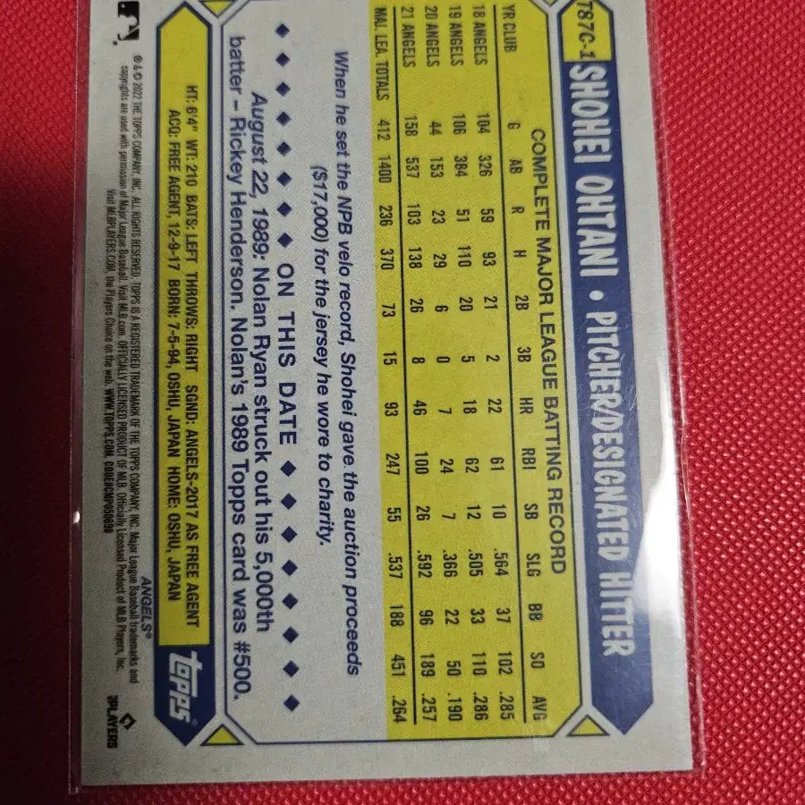 오타니 2022 Topps 1987 Topps mojo 카드