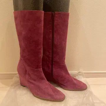 레어 츠모리치사토강렬한 가와핑크 스웨이드 롱 부츠