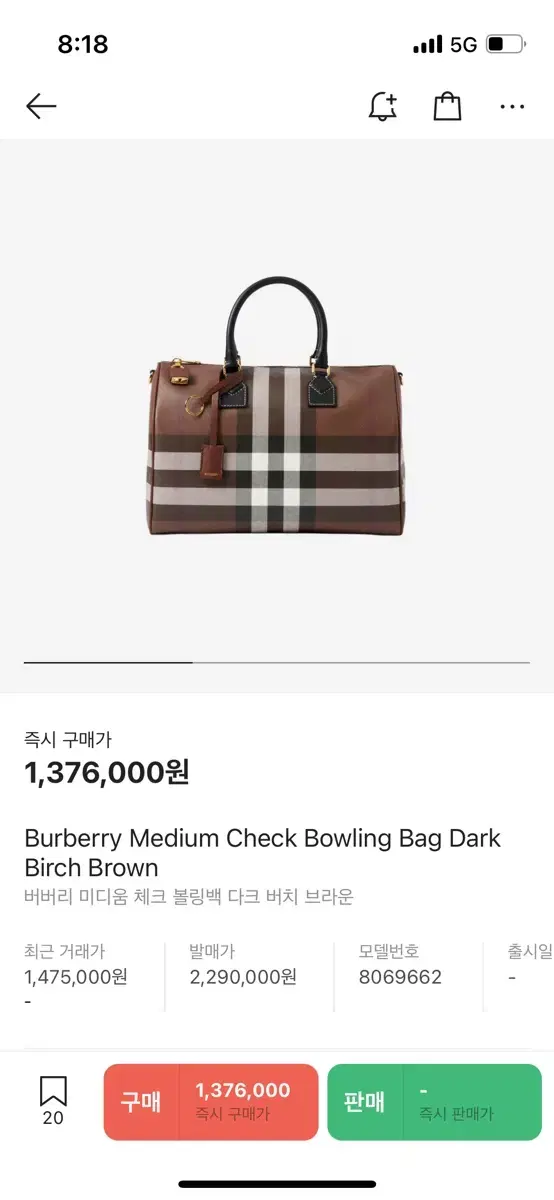 Burberry Medium Check Bowling Bag Dark B