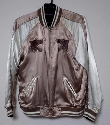 구제 의류 스카잔 리버서블 카라쿠리타마시사이즈 L 사이즈 핑크 골드 봉황