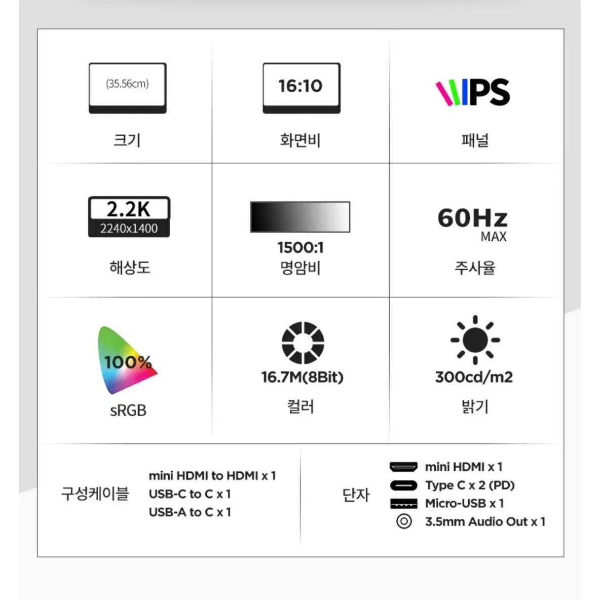 빅트랙 13.7인치 휴대용 모니터 140PM01Q