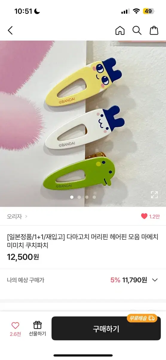 주댕치 쿠치파치 머리핀