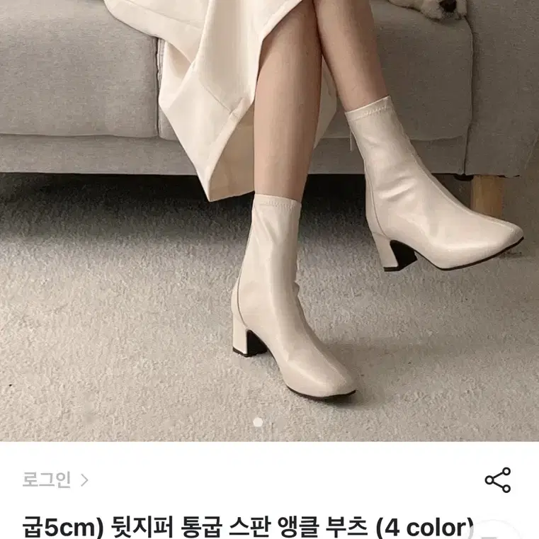 통굽 스판 앵클 부츠 아이보리 (240, 굽 5cm)