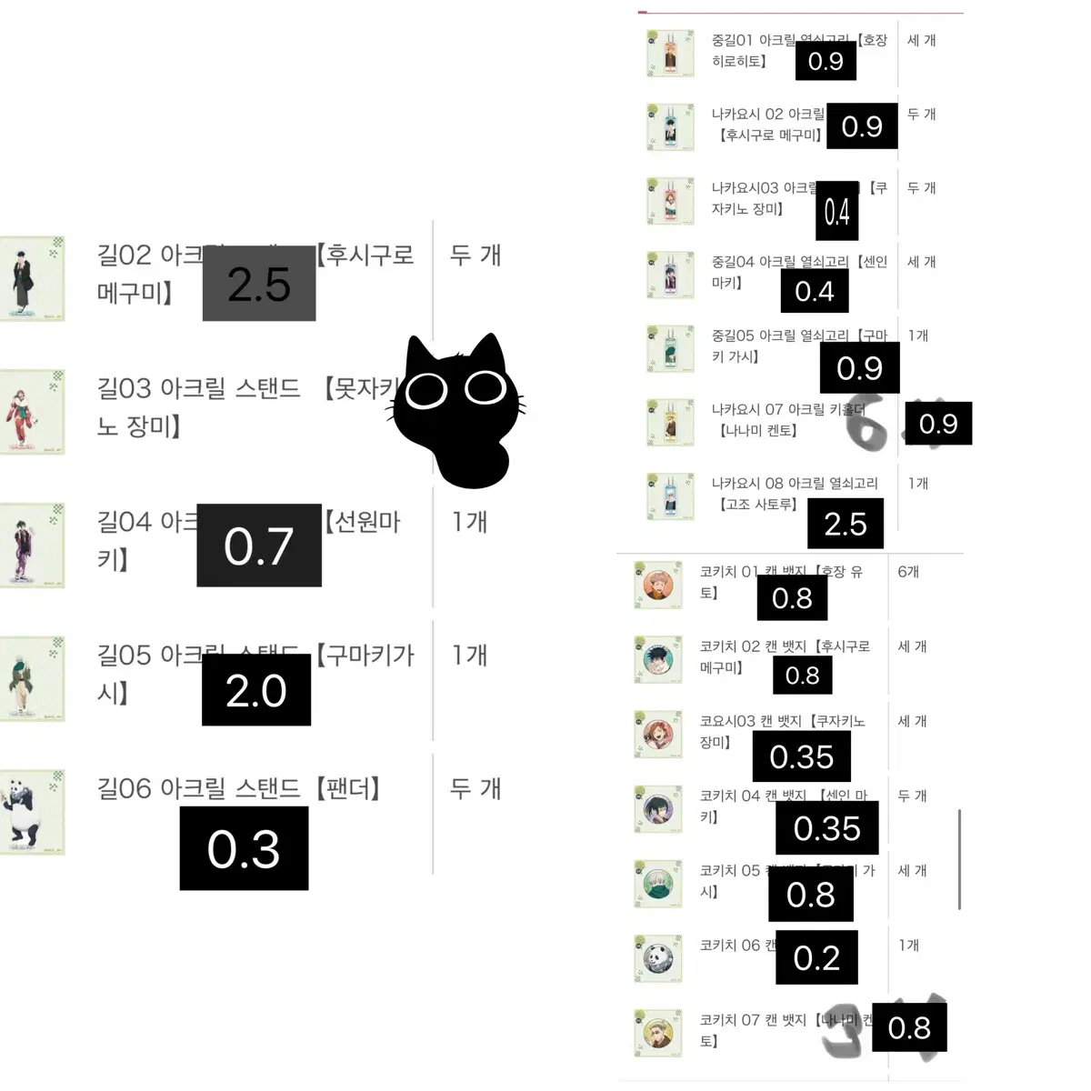 주술회전 마루쿠지 나나미 메구미 유지 토게 아크릴 키링 캔뱃지