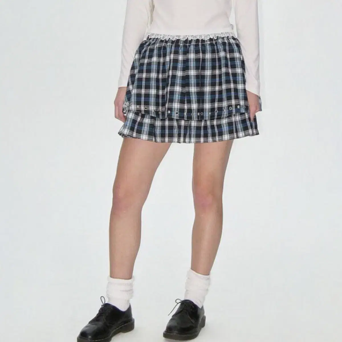 플리즈프로젝트 stud frill skirt check