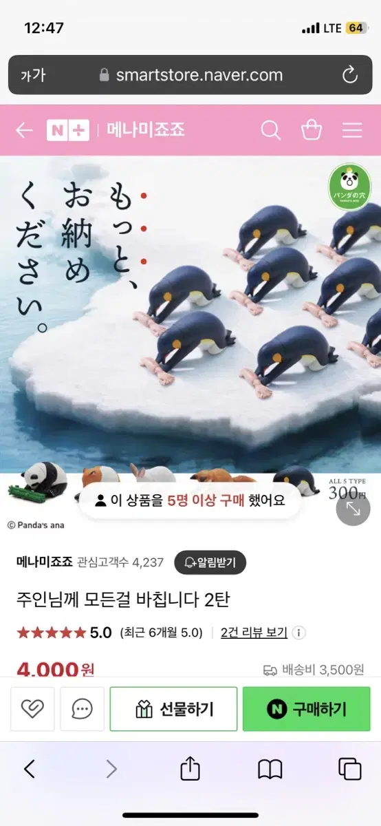 주인님께 모든걸 바칩니다 2탄 가챠 (판다)