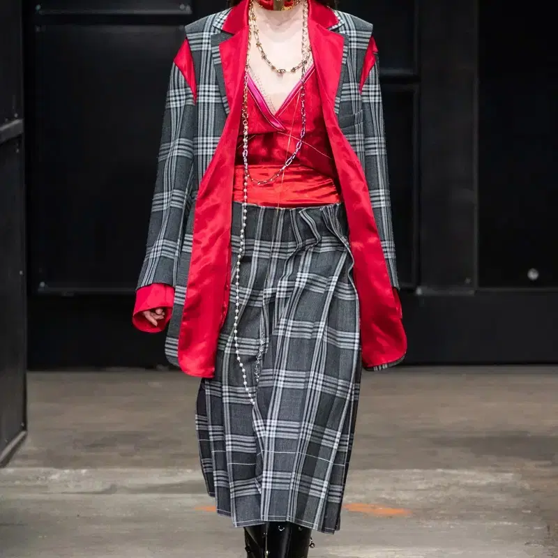 2019aw 마르니 오버 체크 랩 스커트